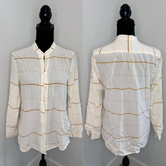 Steven Alan Tops - Steven Alan 100% Silk White Stripe Long Sleeve Button Up Blouse (S)